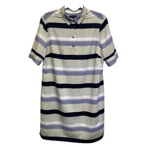 Banana Republic Striped Geometric Blue Print Shirt Dress Short Sleeve - Size M